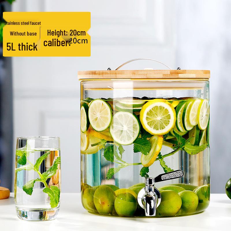Стеклянный диспенсер для напитков большой емкости с краном для холодных напитков и фруктового чая