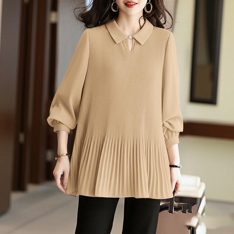 ZANZEA Женская повседневная свободная блузка с отложным воротником и длинным рукавом