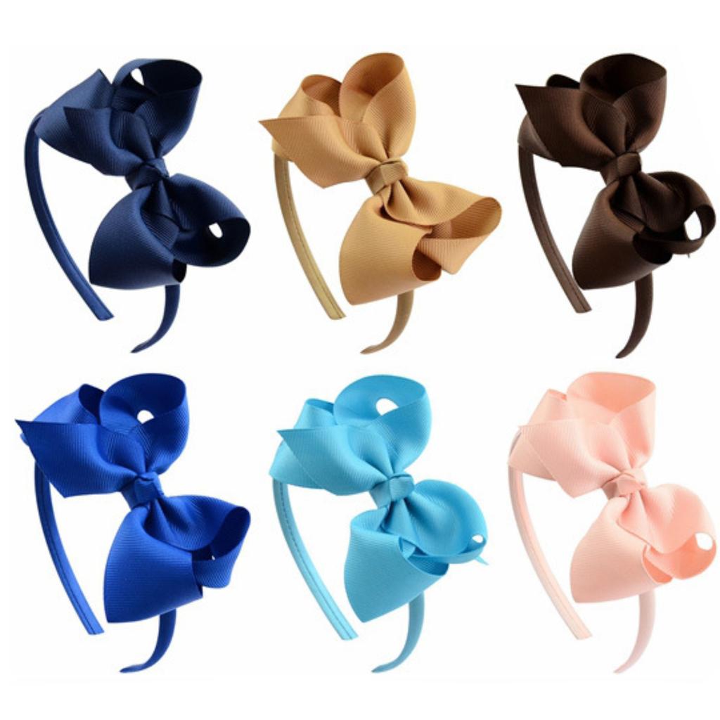 6 Pack Hair Bows Plastic Hair Headband Grosgrain Ribbon Headbands Hair Hoops Hair Accessories for Baby Girls Kids