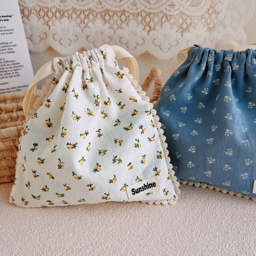 Storage Toiletry Bag Flower Jewelry Storage Bag Cosmetic Bag Drawstring Bundle Pocket Makeup Bags