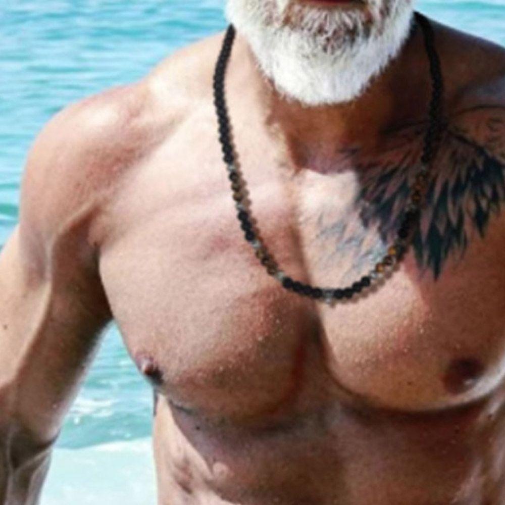 Горячая Распродажа Ювелирный Подарок для Мужчин Исцеление Баланс Гематит Камень Бусины Ожерелье Вулканическая порода