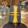 Knight Templar Crusader Helmet Gray Medieval Large Helmet for Roleplay and Cosplay Handmade Helmet