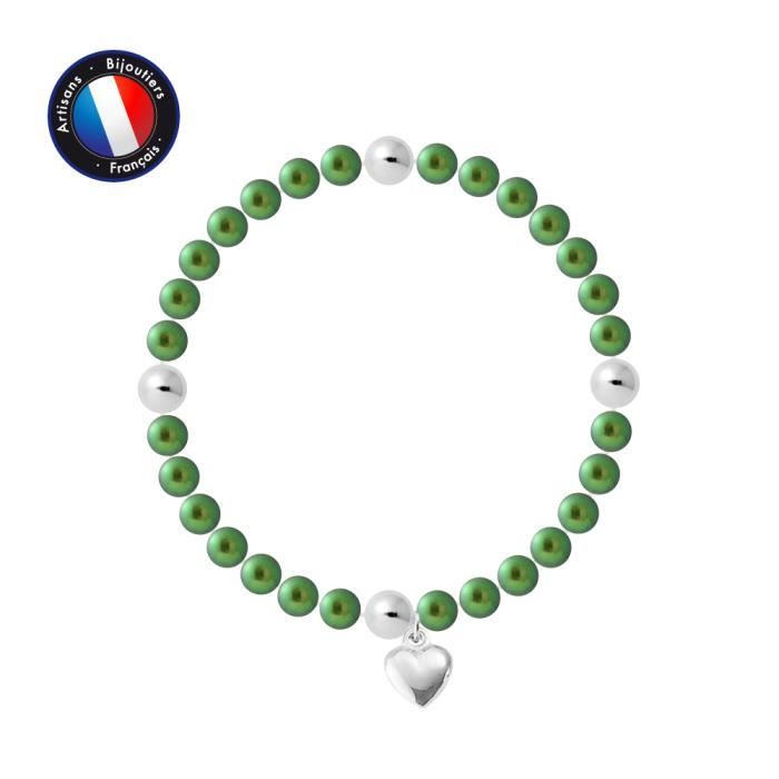 Bracelet - PERLINEA - My Heart - Freshwater Cultured Pearls 5-6 Mm - 925 Silver - Elasticated