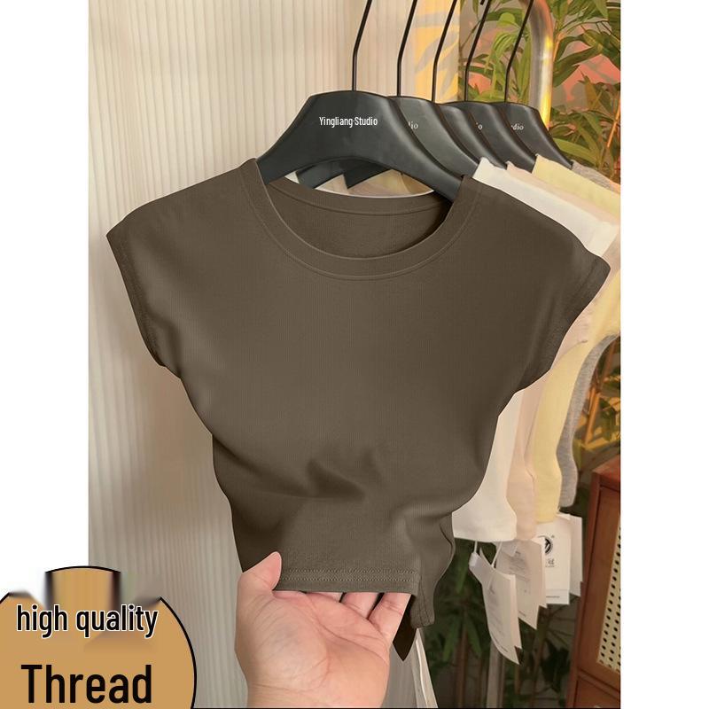 Женская облегающая футболка в корейском стиле с пышными рукавами – Новинка Весна/Лето 2026