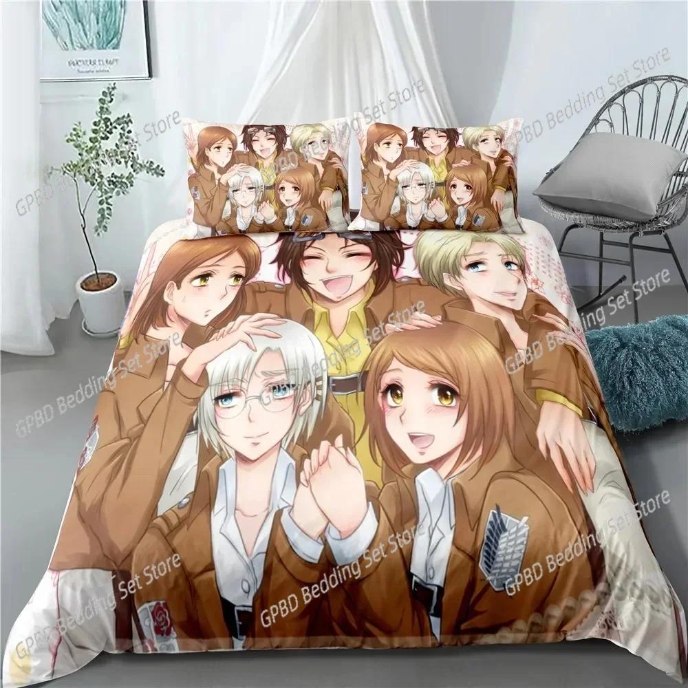 Luxury New 3D Print Fashion Anime Attack on Titan Home Textile Pillow Case Duvet Covers Comforter Bedding Sets For Home Textiles