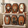 Vintage Style Halloween Ornaments Wooden Decor, Cat Mummy Skeleton Figurines, Spooky Party Supplies Fall Farmhouse Tabletop Centerpiece for