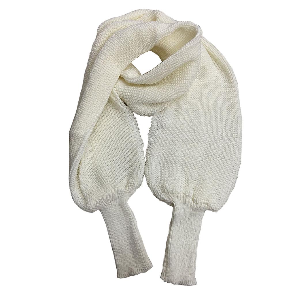 Женский Повседневный Однотонный Шарф с Рукавами Вязаный Крючком Длинный Мягкий Зимний Согревающий Шарф Многофункциональный Шаль
