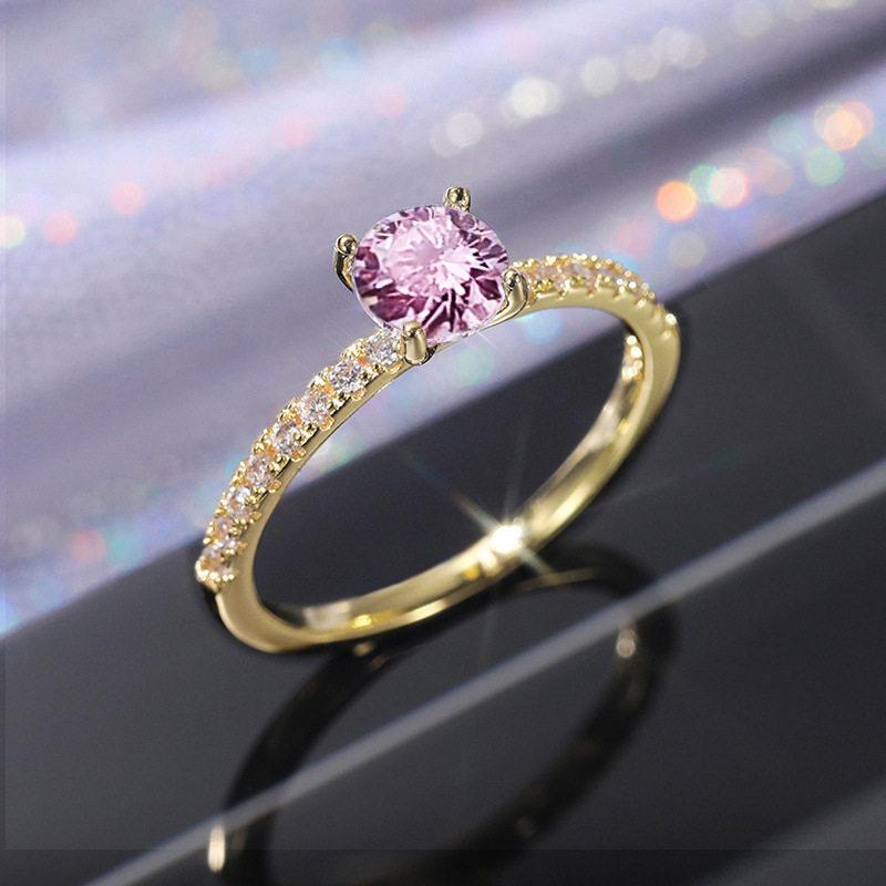 Gold Ring Pink Diamond Surgical Steel Wedding Band Size 20
