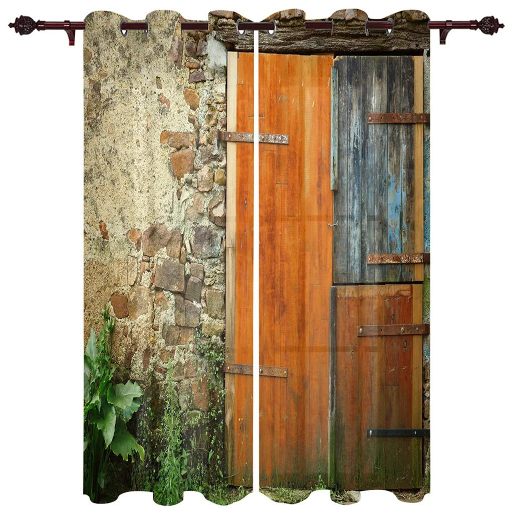 Western High Shading Curtains Traditional Rustic West Wooden Door Living Room Decoration Curtains Bedroom Window Drapes New