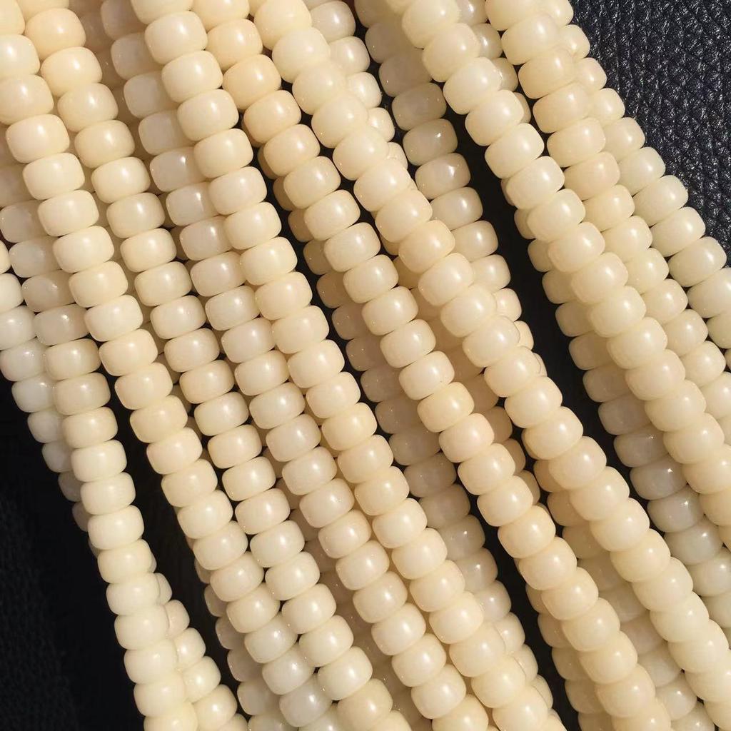 Custard Yellow Duobao Bodhi Root Buddhist Abacus Beads Bracelet, 114-Count Full String, DIY Bodhi Seeds