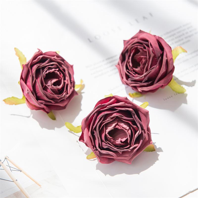 Large Rolled Edges Rose Head Handmade Diy Fake Roses Flowers Peplum Wedding Flower Artificial Shooting Props Decoration Fake Flowers