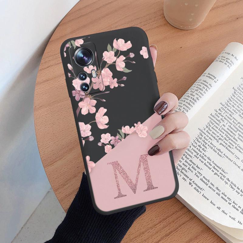 Милый Чехол с Первой Буквой Для Xiaom 12T 12T Pro Задняя Крышка Простой Стиль Цветок Мягкий Силикон Чехлы Для Xiaomi Mi 12 T Pro Кейс