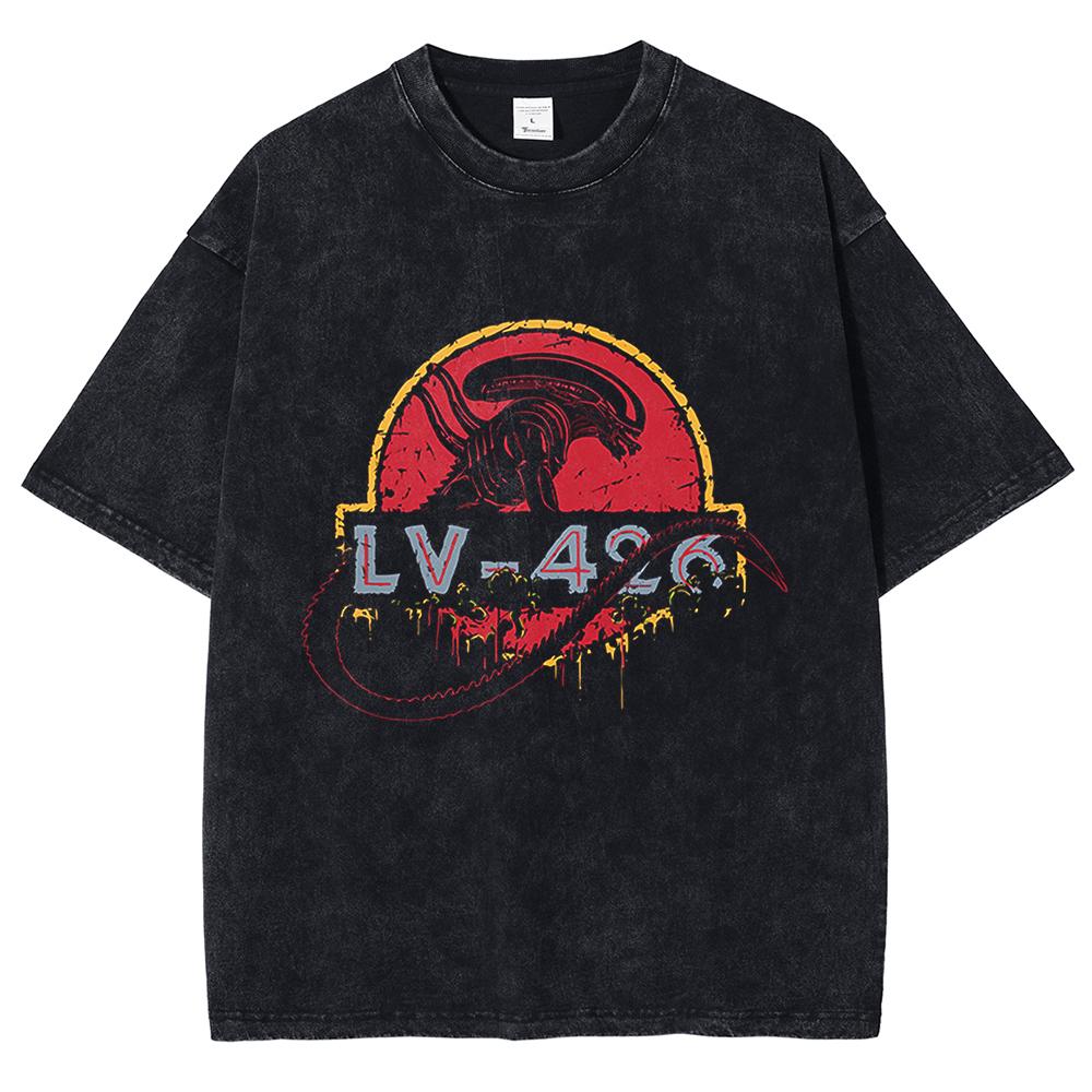 Men's T-shirt Retro Horror Killer Alien Pattern Printed Short Sleeve Summer Cotton Oversize Unisex Top Sweatshirt