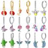 Новые серьги из серебра 925 пробы, серьги-кольца с бабочкой, светлячком, божьей коровкой, кактусом, звездой-хамелеоном, двойные серьги-кольца, модные вечерние уникальные ювелирные изделия