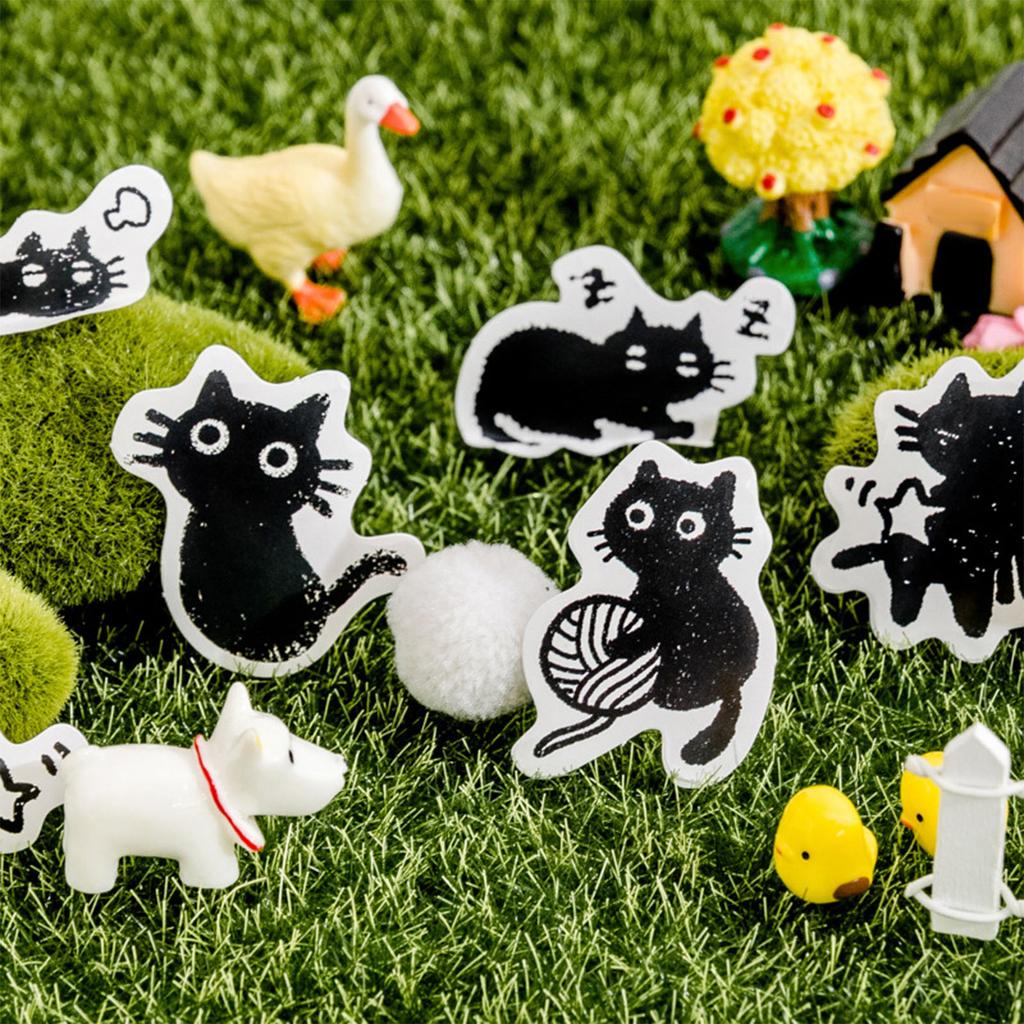 45pcs Cat Theme Sticker Self Adhesive DIY Kawaii Decorative Stickers for Calendar Notebook
