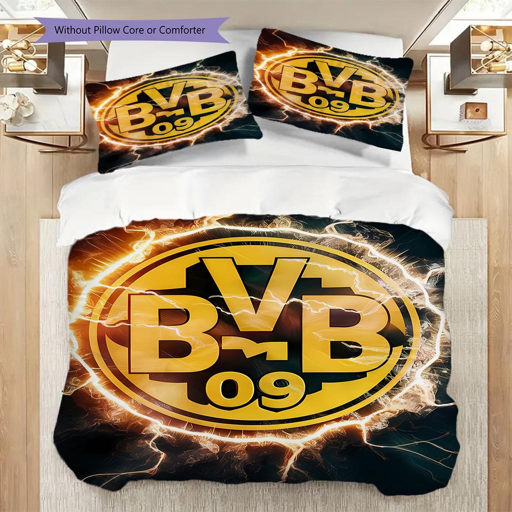 Боруссия Дортмунд Логотип Узор Комплект Постельного Белья Одеяло Пододеяльник Наволочка Домашний Декор Подарок на День Рождения (1 пододеяльник + 2 наволочки, без наполнителя)
