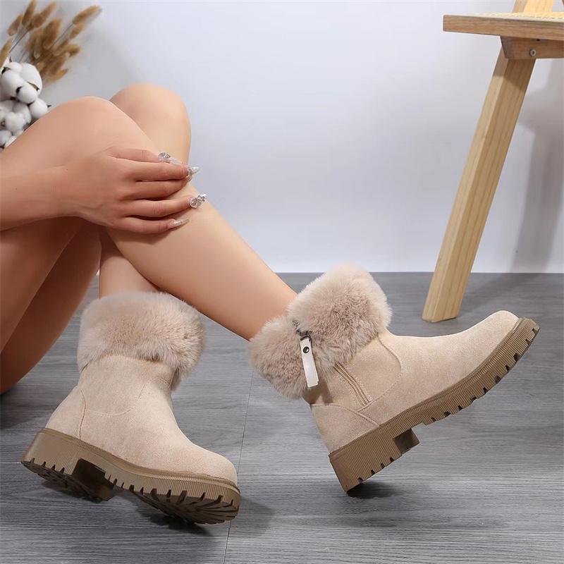 NEW Snow Boots Women 2023 Winter Warm Fashion Designer Platform Boots Non-slip Short Plush Flats Suede Shoes Mujer