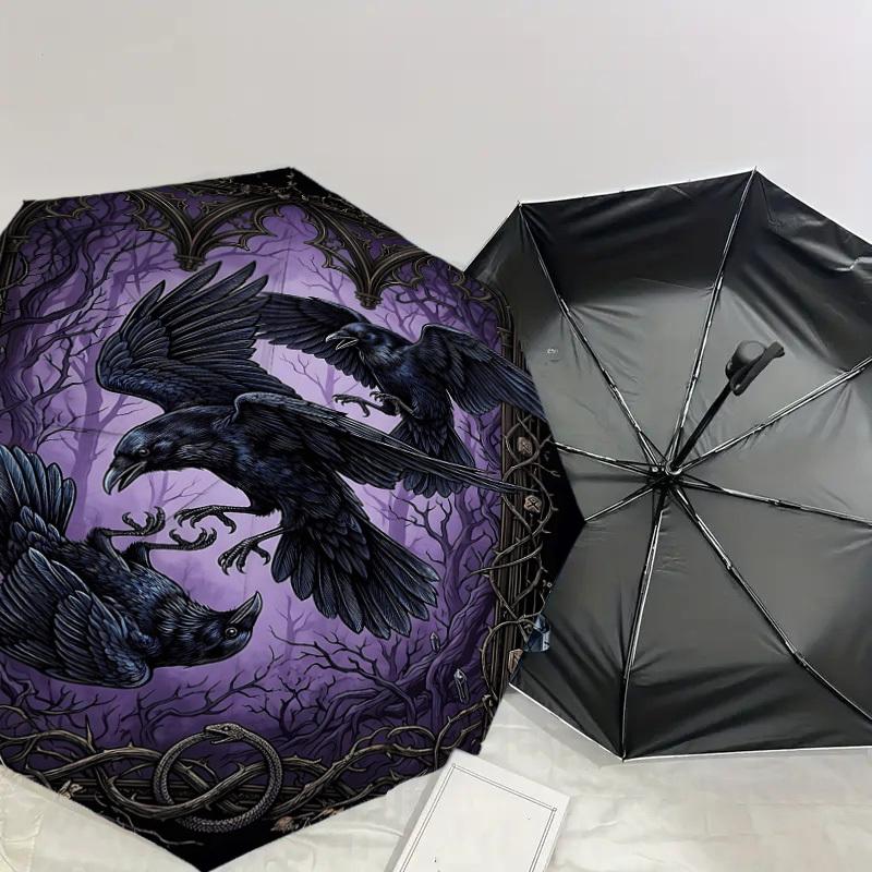 1PC Crows Gothic Umbrella-8-Rib Reinforced Portable Folding Travel Suitable for All Seasons Outdoor Daily Use Is an Ideal Choice -K0378
