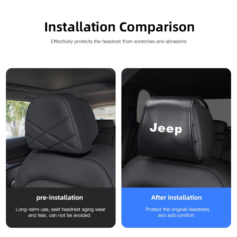 Car Seat Headrest Neck Pillow Soft Protect Cover Accessories For Jeep Renegade Wagoneer Avenger Recon Wrangler Compass Cherokee ALO1