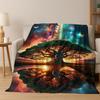 Nordic Dream Tree of Life Symbol Totem Yggdrasil Flannel Blanket,Cozy Soft Throw Blanket for Home Bedroom Bed Sofa Cover Gift