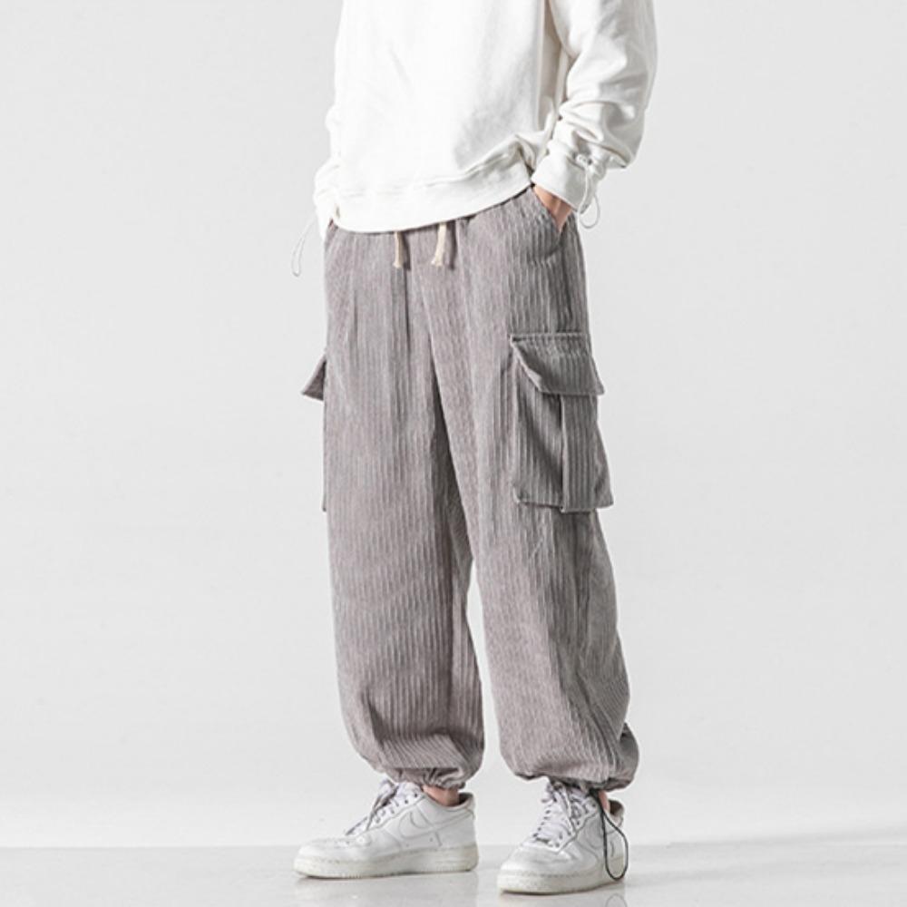 Autumn Casual Men's Pants Korean Version Corduroy Solid Color Overalls Street Wide-leg Pants Trend Large Size All-match Pants