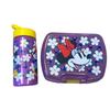 Minnie Children's Meal Set with Lunch Box and 420ml Plastic Purple Water Bottle for School and Outing