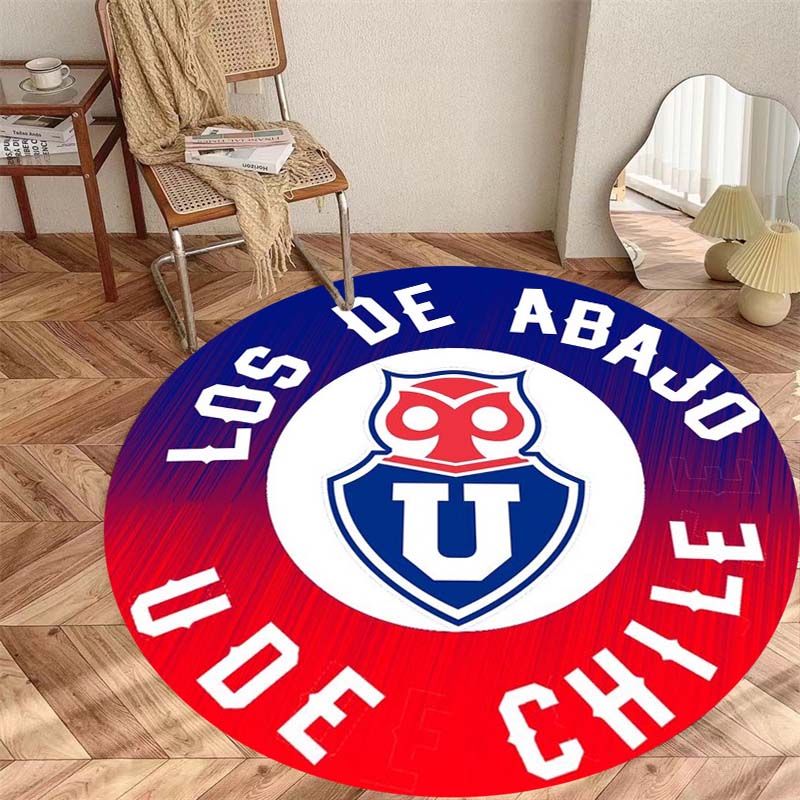 Universidad de Chile Gradient Circular Area Rug Los De Abajo Owl Crest Print Non Slip Round Floor Mat Chile Soccer Fan Gaming Chair Decor Rug