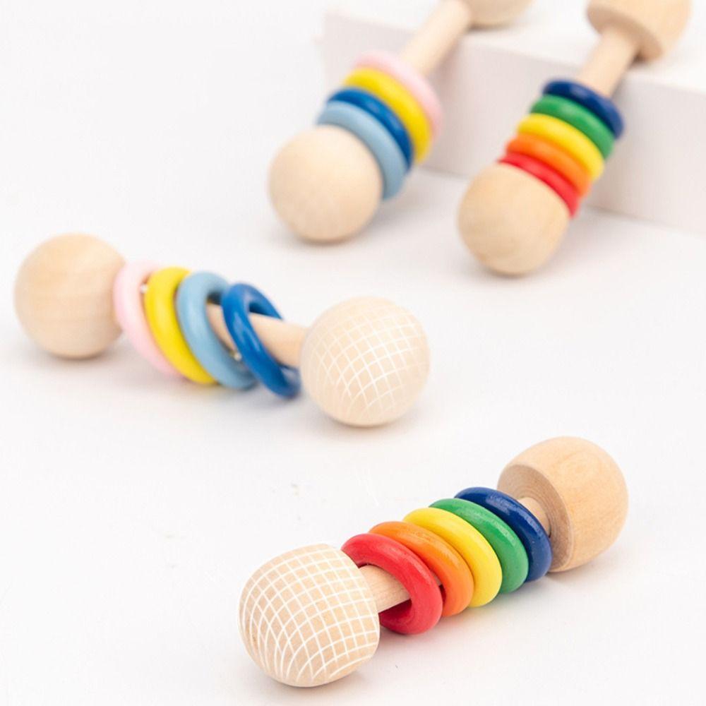 Wooden Musical  HandBell Rattle Toy Educational Wooden Rings Musical Instruments Toy  Baby Toddler
