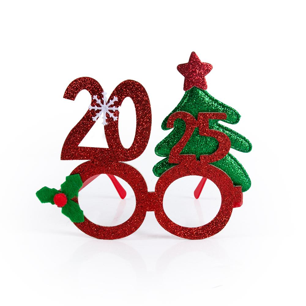 Блестящие очки с цифрами 2025 года, золотые, красные, зеленые, серебряные, очки для рождественской вечеринки, рождественские очки, очки для празднования Нового года, реквизит для фотосъемки