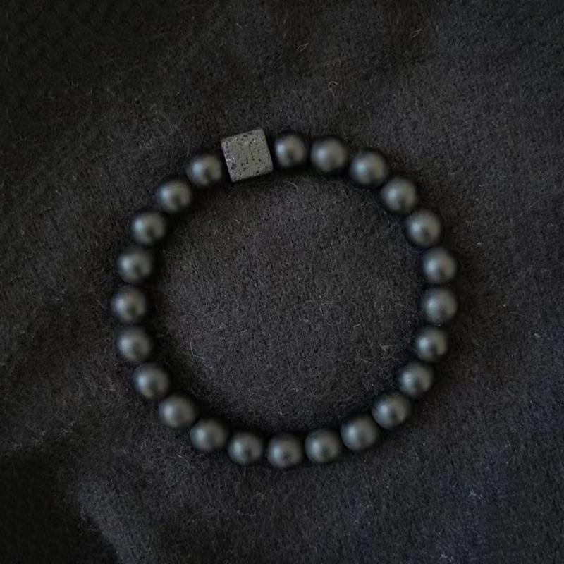 Black Matte Onyx with Cube Lava Bracelet Yoga Balance Energy Stretch Bracelet Men Women Natural Gemstone Healing Jewelry