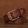 Men's Belt Genuine Leather Retro Trend Personalized Copper Buckle Belt First Layer Cowhide Belt