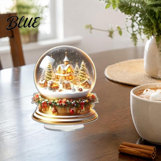 Праздничные ornaments в форме яблока Рождественский леденец 2D акриловая фигурка-ornament с Сантой и снегом Прочные праздничные знаки Сцена внутри Настольный декор для