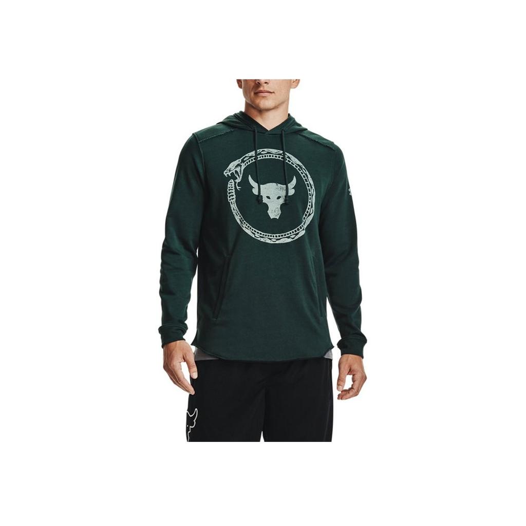 Under Armour Project Rock Johnson Logo Print Training Hoodie Men Hoodies Green 1361747-384