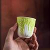 Mutton Fat Jade Porcelain Tea Set: Cabbage-Design Kung Fu Cup Collection