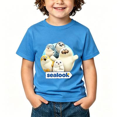 Sealook 100% Хлопок Мультяшный Принт Детская Футболка Милые Мальчики Девочки Манга Детские Топы Спортивные Дышащие Повседневные Футболки с Круглым Вырезом Летние Топы Аниме Футболка
