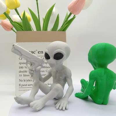 3D-печать уникальных и интересных статуэток инопланетян, декоративных фигурок инопланетян с оружием, украшений для вечеринок в космической тематике