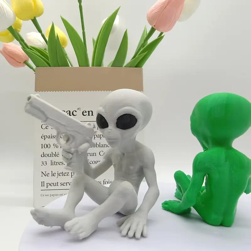 3D-печать уникальных и интересных статуэток инопланетян, декоративных фигурок инопланетян с оружием, украшений для вечеринок в космической тематике