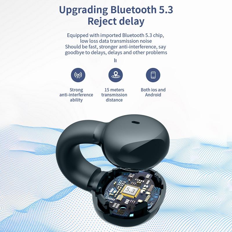 VAORLO Бизнес-наушники с длительным временем ожидания, Bluetooth 5.3, воздушная проводимость, громкая связь, гарнитура с одним ухом для всех смартфонов