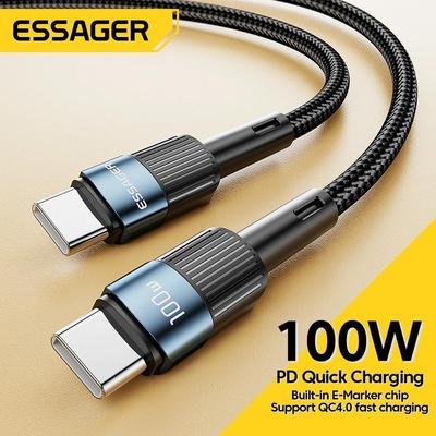 Essager Кабель USB Type C к USB C, 100 Вт, USB-C PD, провод для быстрой зарядки, зарядное устройство для Macbook, Samsung, Xiaomi, кабель USBC Type-C, 3 м