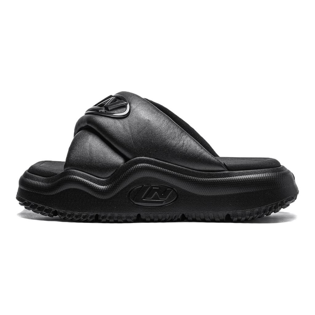 Тапочки Li Ning Bred, модные, на толстой подошве, удобные, повседневные, нескользящие, сандалии, женская обувь, черный цвет AGAU006-2