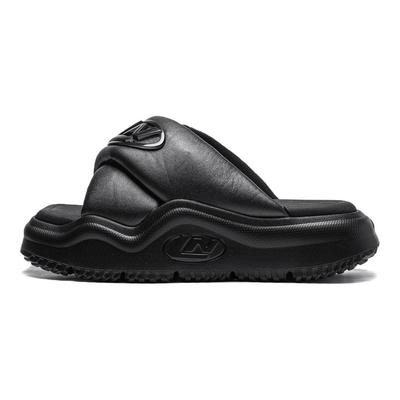 Тапочки Li Ning Bred, модные, на толстой подошве, удобные, повседневные, нескользящие, сандалии, женская обувь, черный цвет AGAU006-2