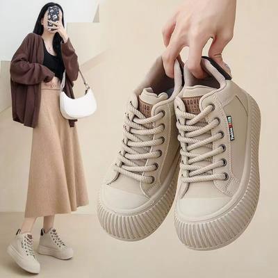 Туфли на платформе белые женские новые весенние и осенние высокие женские туфли для спорта и отдыха туфли в форме печенья Wild Boots