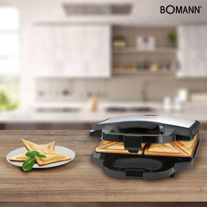 Grille-pain Appareil à Sandwich Croque-Monsieur inox Bomann ST 1372 CB 750W Noir/Argent