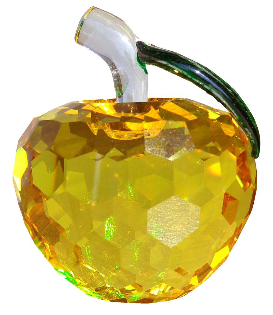 Crystal Glass Apple Figurine Apple Interior Feng Shui Suncatcher Miscellaneous Object [KKD] (60mm Yellow)