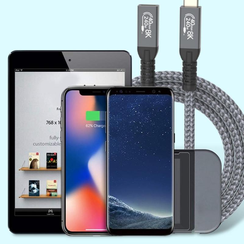 Высокоскоростной удлинитель Type C 40 Гбит/с, штекер-розетка Type C, с поддержкой видео 8K 60 Гц и Power Delivery 240 Вт