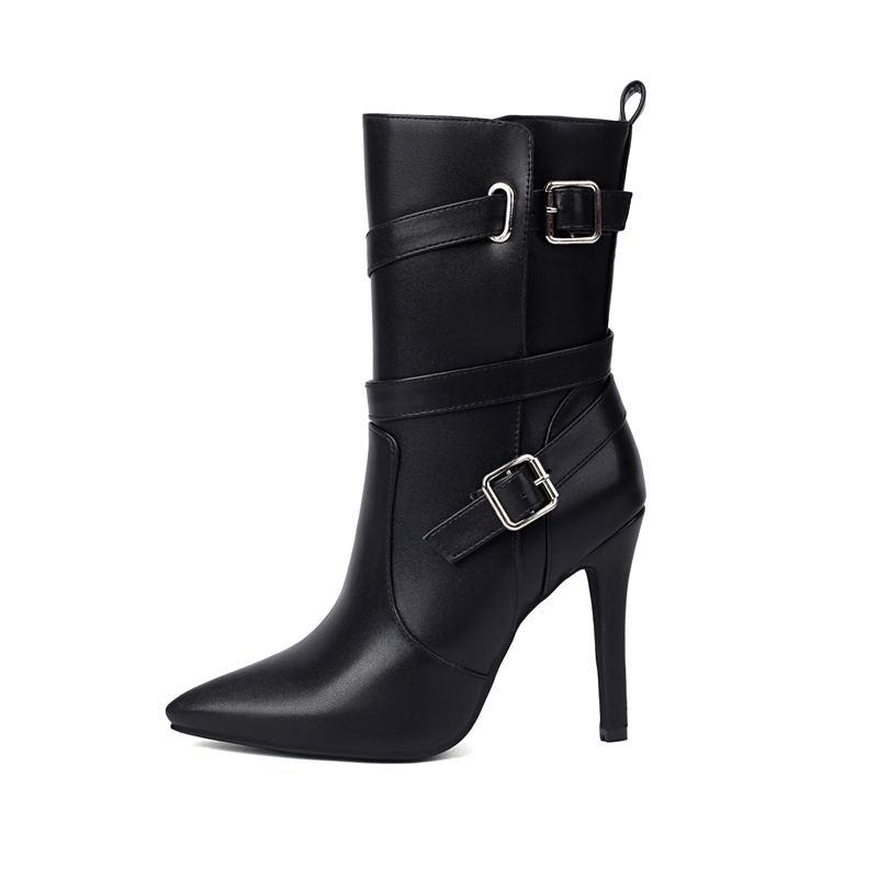 Женские ботильоны на высоком каблуке Осень и зима, новинка Европа, ботильоны в американском стиле с острым узким каблуком, большого размера в римском стиле
