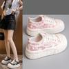 Мода 2024 Весна Новые женские спортивные туфли Модный стиль Шнуровка Толстая подошва Вулканизированная обувь Бренд Дизайн Повседневная уличная парусиновая обувь