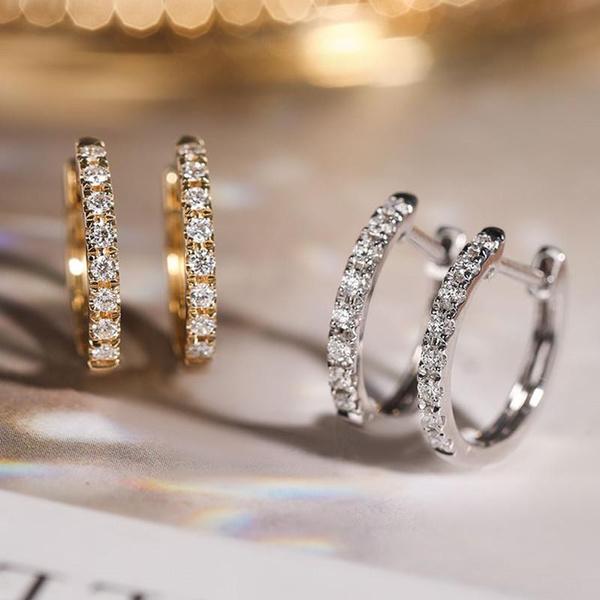 Delicate Inlay Zircon Circle Earrings for Women Daily Casual Party Banquet Fashion Hoop Earrings Jewelry