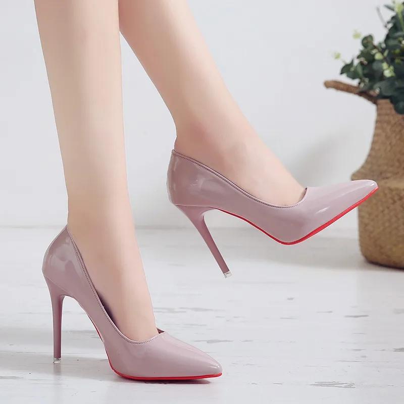 Shoes Female Slip On Women's High Heels Concise Party Pumps Women Pointed Toe Shallow High Thin Heel Plus Size Ladies Shoes