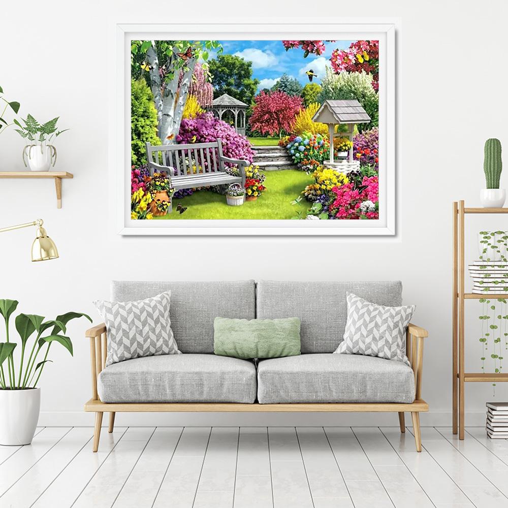 5D Diy Алмазная картина Дерево Цветущая вишня Полная квадратная круглая вышивка Мозаика Природный пейзаж Домашний декор